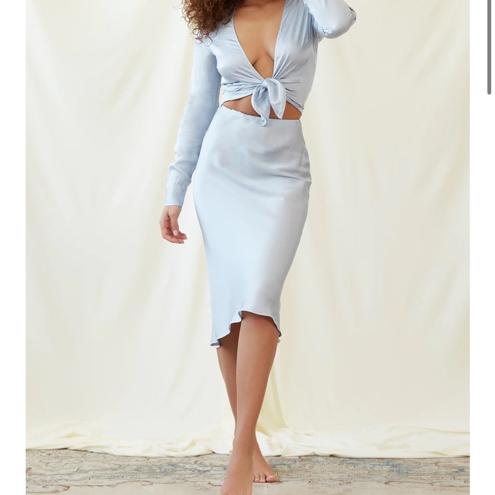 Andjela Collection: Midi Skirt in Ice Blue US 8